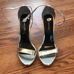 Silver ankle strap heels